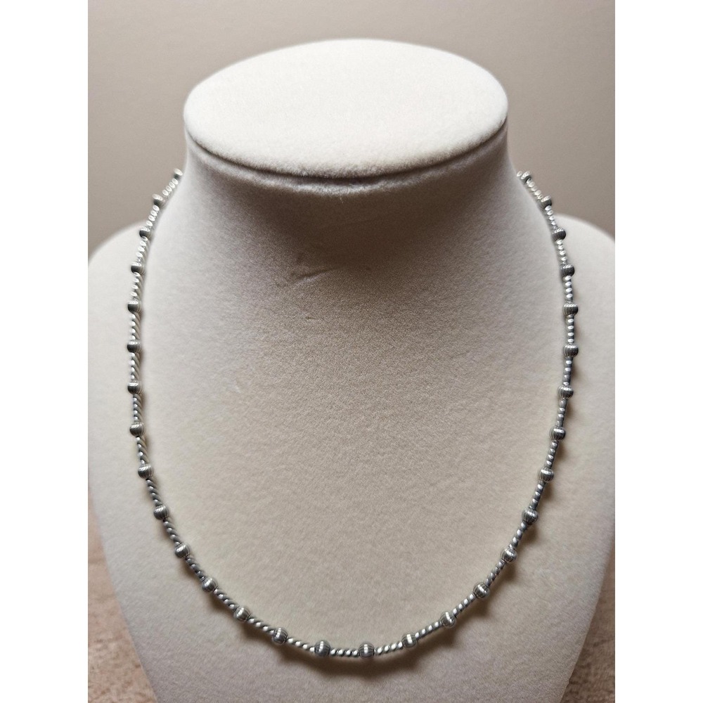 Southwestern bead station necklace in oxidized sterling silver